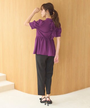 Feroux 【洗える】マリンテーパードパンツ ブラック系