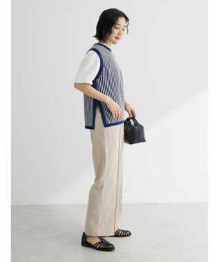 Green Parks ストライプドロストベスト Navy