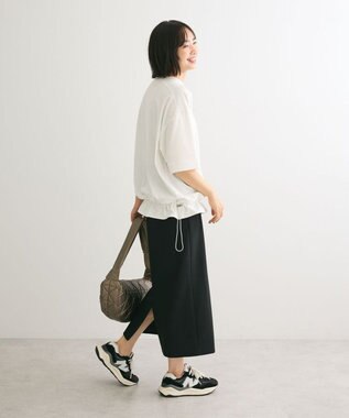 Green Parks 裾ドロスト５分袖ドッキングチュニック White