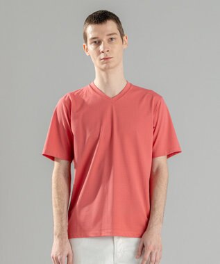 JOSEPH HOMME 【新素材】ハイゲージベアスムース　VネックＴシャツ オールドローズ系