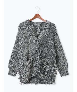 Te chichi ループ編みVネックミドルカーディガン グレー