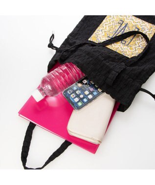 UNBILLION カシュカシュ cachecache / アソート生地LOVE巾着バッグ ブラック