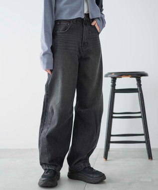 WEGO カーブデニムパンツ ブラック中濃色