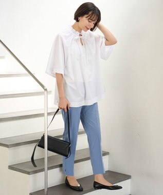 UNFILO フリルネック ブラウス オフ