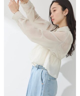 earth music&ecology シャーリングシャツ Gray Beige