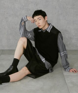 WEGO Vネックニットベスト ブラック