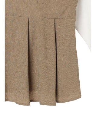 Green Parks ７分袖ビスチェドッキング風カットプルオーバー Beige