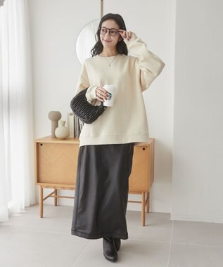 WEGO 【ユニセックス着用ITEM/裏起毛】リラックスフィットスウェットプルオーバー ベージュ