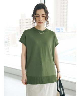 CRAFT STANDARD BOUTIQUE ＵＶカット接触冷感半袖ニットチュニック Khaki