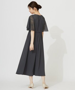 ANY SIS 【Lily Calin】ラッフルチュールフェイクパール ドレス スレート