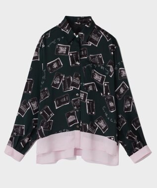 GRACE CONTINENTAL トランププリントブラウス ブラック