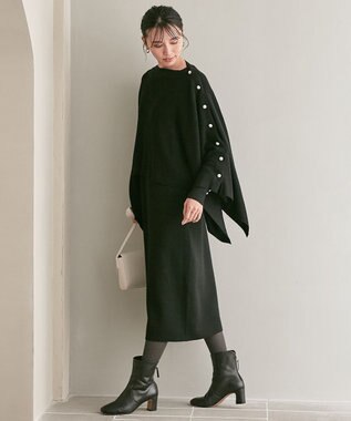 23区 【CLASSY.1月号掲載】ウールブレンド パール ニットワンピース ブラック系