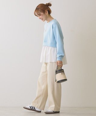 AMERICAN HOLIC 異素材ドッキングティアードポンチプルオーバ Sax