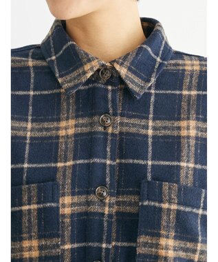 Green Parks ・ＥＬＥＮＣＡＲＥ　ＤＵＥ　シャギーチェックショートシャツ Navy