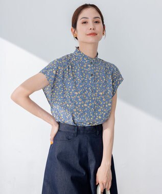 組曲 【大人気シリーズ】ギャザーライトデシン ブラウス 【WEB限定】ブルー系9