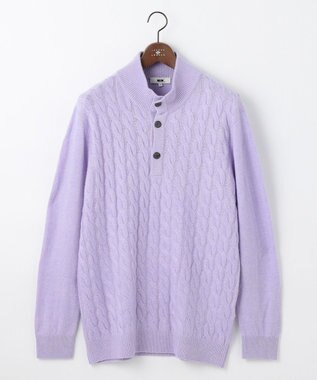 JOSEPH ABBOUD 【キングサイズ・カシミヤ混/洗える】カシミヤブレンド ハイネック プルオーバー ニット ライラック系