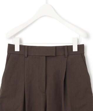 ICB 【洗える】 LooseWeave タックショートパンツ ダークブラウン系