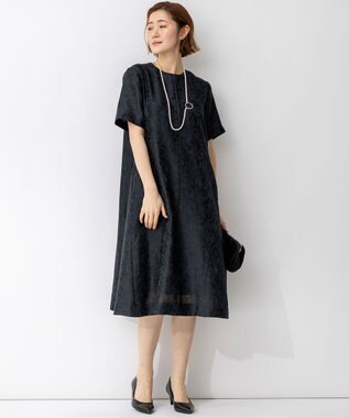 23区 S 【APPLAUDIR】シアーフラワージャカード ドレス ブラック系