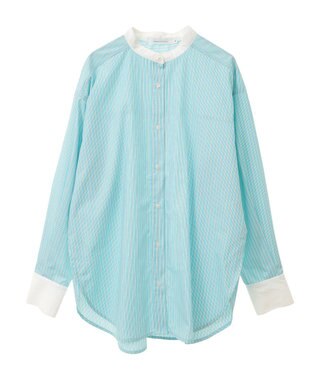 AMERICAN HOLIC イージーケアバンドカラーロングシャツ Stripe Green