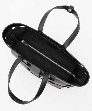 Y'SACCS 【リサイクルレザー】メッシュかごバッグ　large ブラック×ブラック