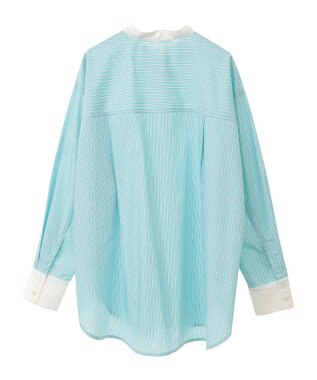 AMERICAN HOLIC イージーケアバンドカラーロングシャツ Stripe Green