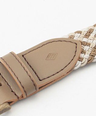 JOSEPH ABBOUD 【キングサイズ・伸びる】ライトミックスメッシュベルト アイボリー系