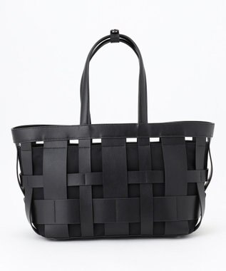 Y'SACCS 【リサイクルレザー】メッシュかごバッグ　large ブラック×ブラック