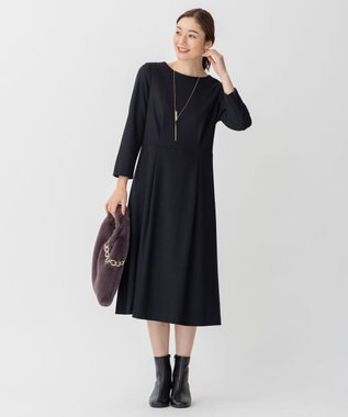 自由区 【セット可】ウールジャージー ワンピース ネイビー系