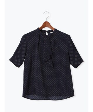 Te chichi パターンアソート5分袖ボウタイブラウス ネイビー
