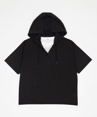 WEGO 【ユニセックス着用ITEM】フェイクレイヤードTパーカー ブラック