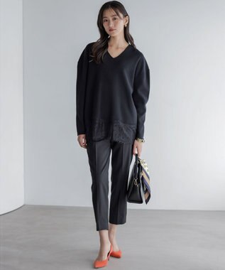 組曲 L ハンサムツイルテーパード パンツ ブラック系