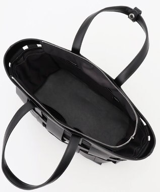 Y'SACCS 【リサイクルレザー】メッシュかごバッグ　large ブラック×ブラック