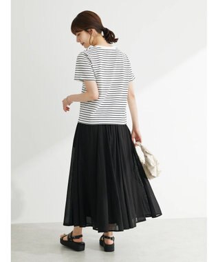 Green Parks インド綿　ふんわりボイルロングスカート Black