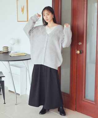 earth music&ecology チュールフリルカーディガン Light Gray