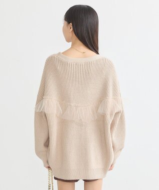 earth music&ecology チュールフリルカーディガン Beige