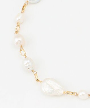 自由区 【VELATTI】Links long チェーン with 淡水パール ネックレス ゴールド系