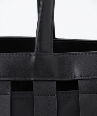 Y'SACCS 【リサイクルレザー】メッシュかごバッグ　large ブラック×ブラック