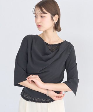 earth music&ecology レースレイヤードドレーププルオーバー