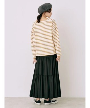 earth music&ecology スクエアボーダープルオーバー Mustard