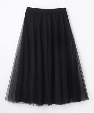 ANY 【ウエストゴム】チュールフレアースカート ブラック