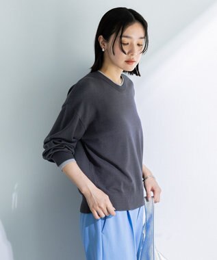 Green Parks アンチピリングレイヤード風ニットプルオーバー Dark Gray