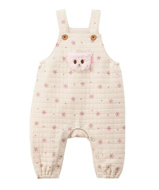 MIKI HOUSE HOT BISCUITS キルト素材 オーバーオール＆Tシャツギフトセット【BOX付き】 アイボリー