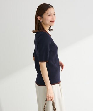 Green Parks 配色ニットポロ Navy