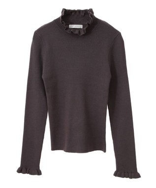 Green Parks ・ｓｗｉｎｇ　ｂｙ　フリルハイネックリブニット Charcoal Gray