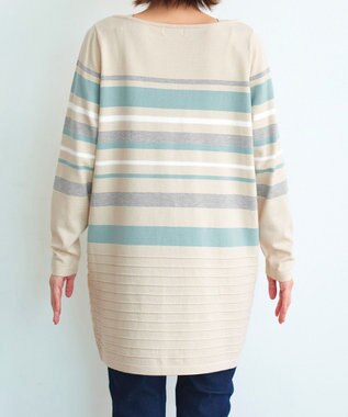 Tiaclasse 【洗える】マルチボーダーニットチュニック ベージュ