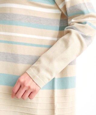 Tiaclasse 【洗える】マルチボーダーニットチュニック ベージュ