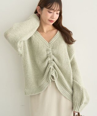 earth music&ecology フロントシャーリングニットプルオーバー