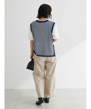 Green Parks ストライプドロストベスト Navy