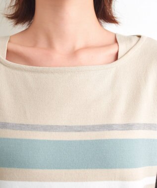 Tiaclasse 【洗える】マルチボーダーニットチュニック ベージュ