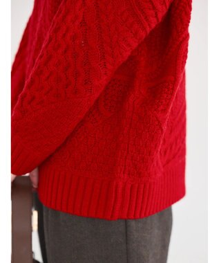 AMERICAN HOLIC パッチワークケーブルニットチュニック Red